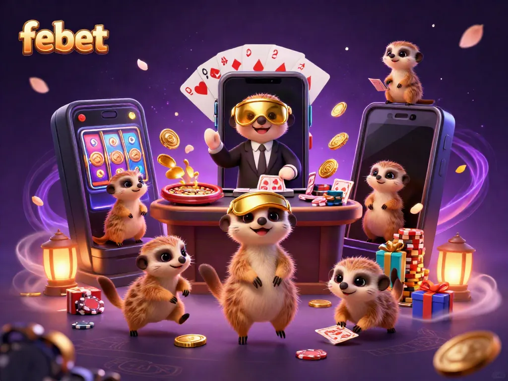 Experience thrilling fun at febet with playful meerkats in a lively casino.