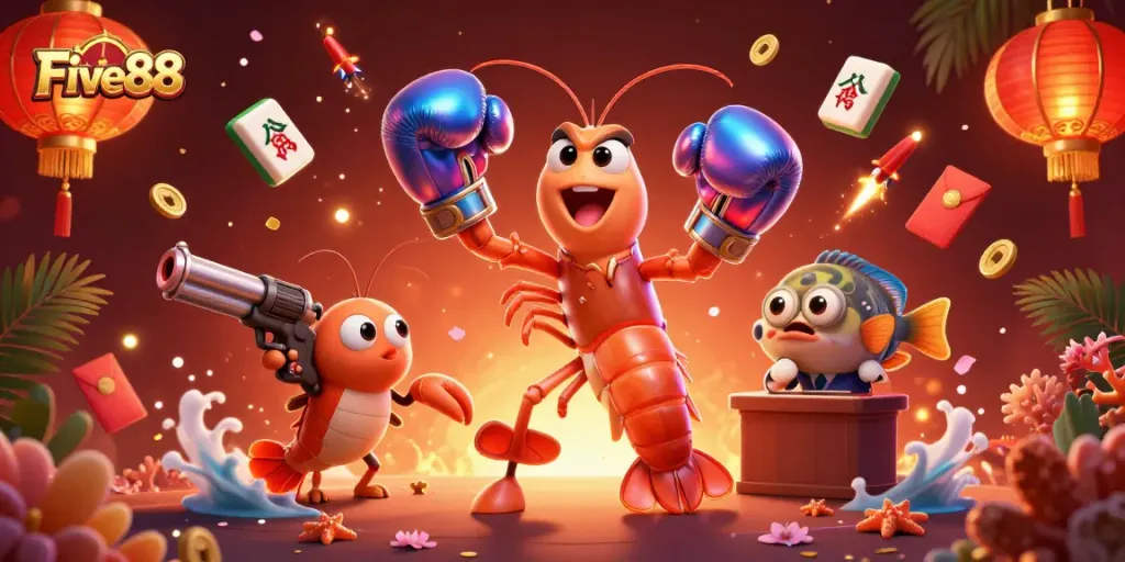 Unleash winning possibilities at Five88 with vibrant casino-themed 3D illustration.