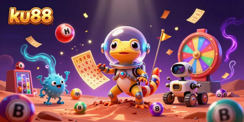 Join the excitement of ku88 as alien characters celebrate winning in a vibrant casino adventure.