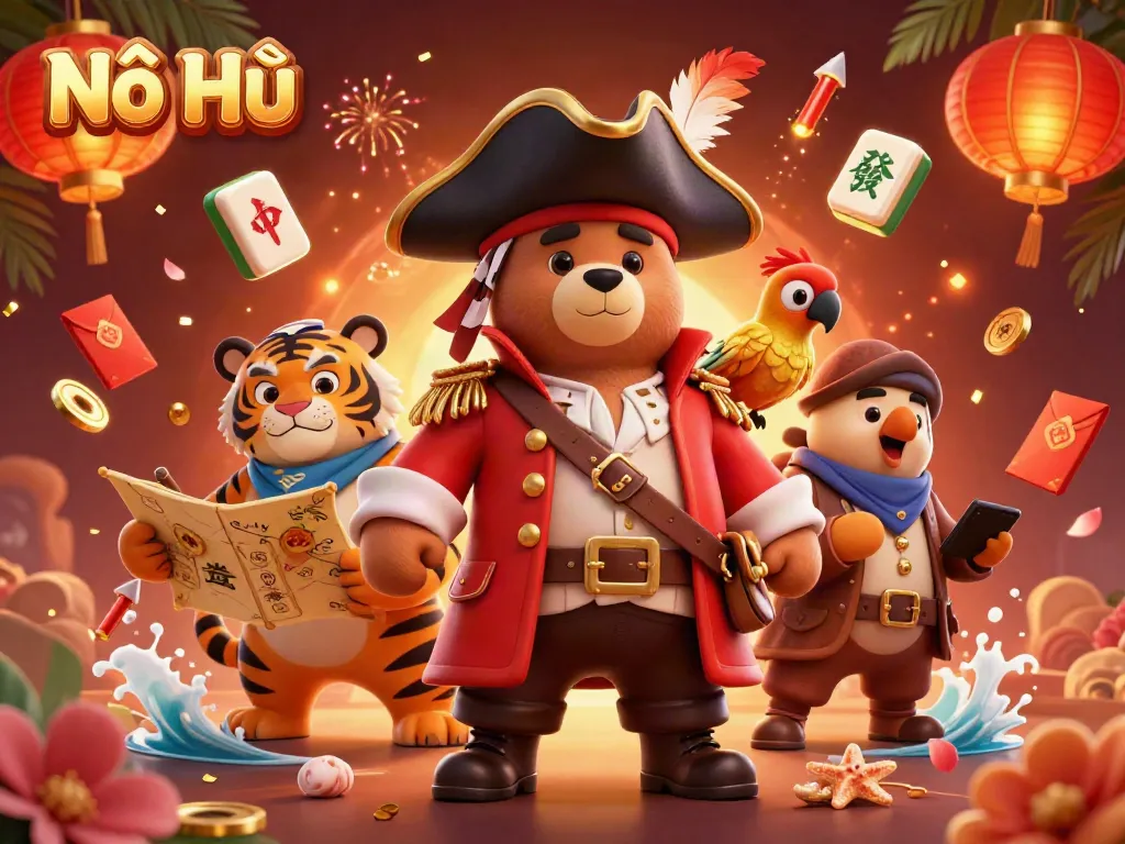 Experience the thrill of Nổ Hũ with vibrant characters and dynamic casino elements in this lively scene.