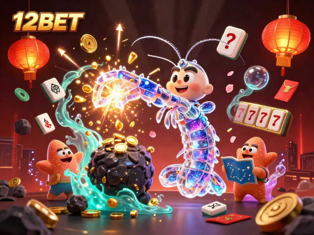Engage with the thrilling 12BET adventure featuring vibrant casino elements and a dynamic underwater scene.