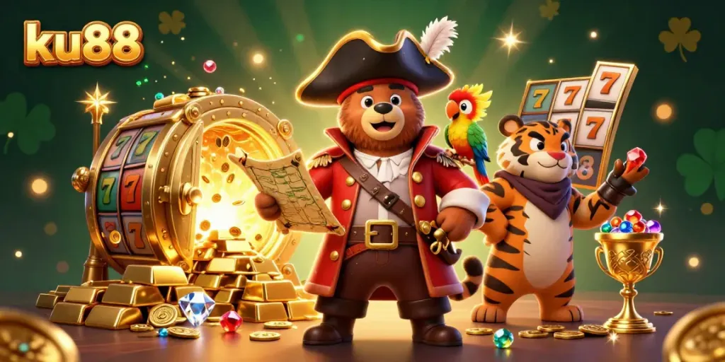 Spin the reels at ku88 for exciting casino adventures with gold and treasure!